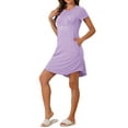 thumbnail image 4 of INSPIRE CHIC Women's Pajamas Night Shirts Cats Printed Sleep Dress Short Sleeve Nightgowns M Light Purple, 4 of 6
