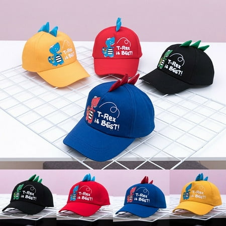 Duoyeree Toddler Baseball Cap - Dinosaur Print & Solid Colors, Adjustable Velcro, Sun Protection For Babies & Kids