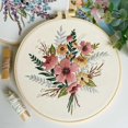thumbnail image 3 of Myfelicity Embroidery Kit, 4 Flower Pattern Embroidery Set with 4 Patterns and 2 Hoops, Adult and Beginner Needlepoint Kit with Embroidery Floss, Needles, Cotton Fabric and Instructions…, 3 of 4