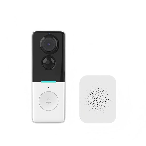 GJX White Wireless Doorbell Camera 3MP,Rechargeable Video Doorbell with Motion Detection,Night Vision,Smart Home Security for Front Door