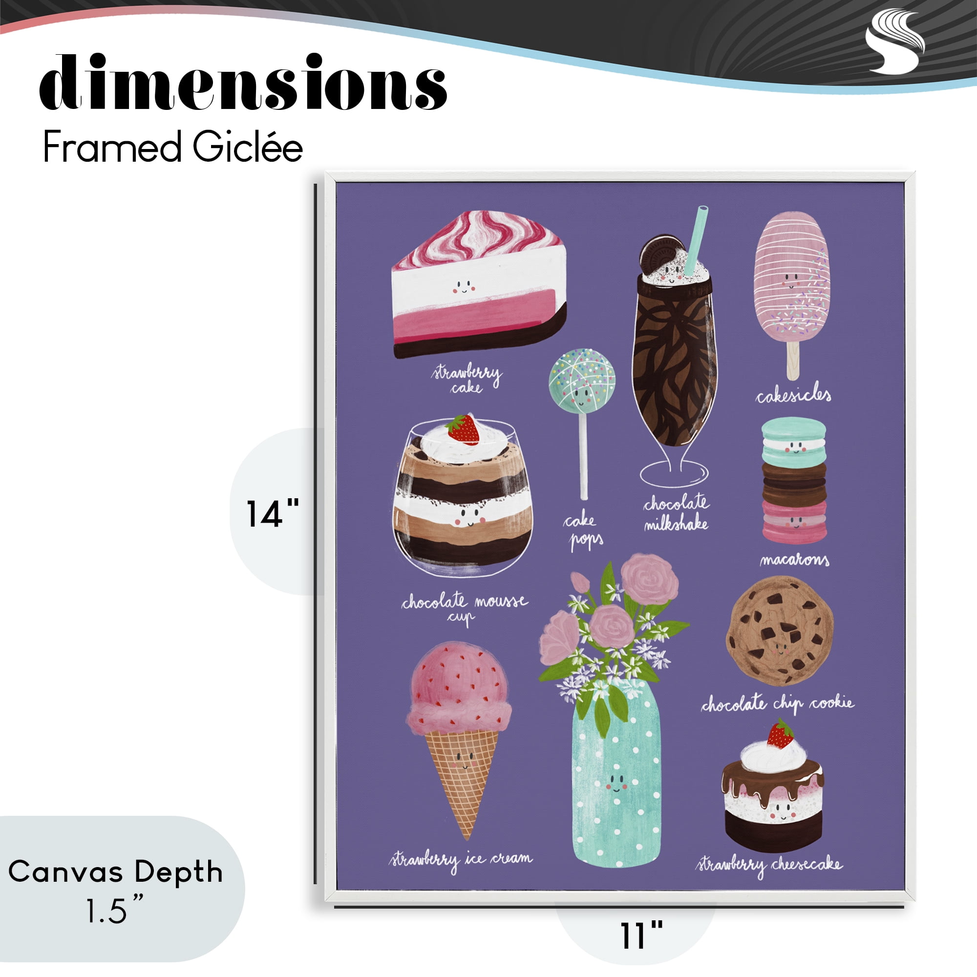 Stupell Industries Decadent Desserts & Flowers White Framed Giclee Art, design by Metka Hiti