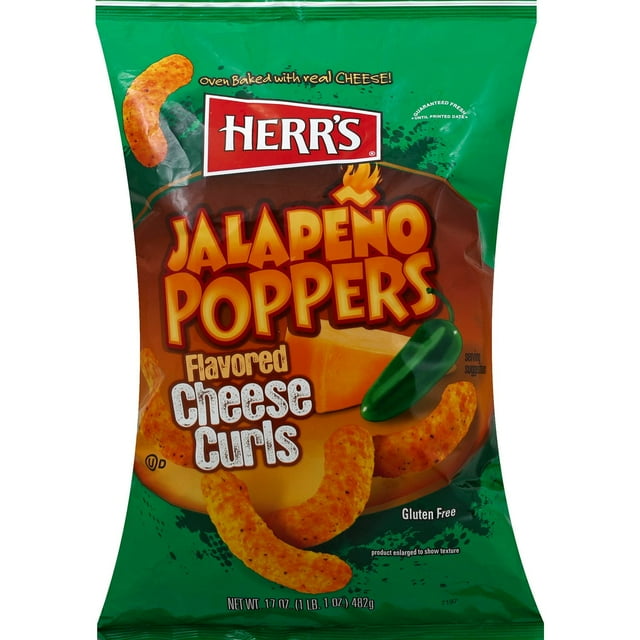Herr's Jalapeno Poppers Flavored Cheese Curls, 17 oz.