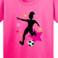 thumbnail image 4 of Inktastic Girl Playing Soccer Pink and Yellow Stars Youth T-Shirt, 4 of 5