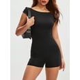 thumbnail image 3 of Women Solid Color Playsuits 1/4 Sleeve Summer Backless Jumpsuits Slim Casual Short Rompers Clubwear, 3 of 10
