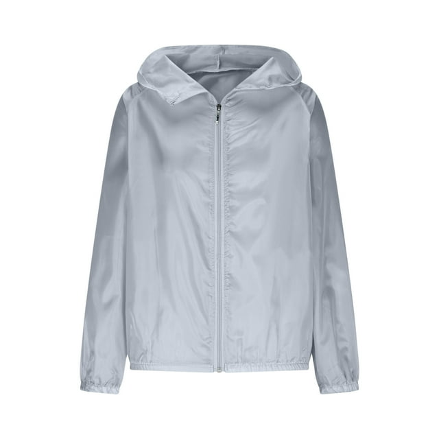 Ohufall Vestes de Protection Solaire Décontractées pour Femmes Veste de Sport à Manches Longues UPF 50+ Veste de Course à Capuche Veste de Pluie pour Femmes