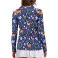 thumbnail image 2 of Yuyamidu Christmas Women's Golf Shirts Deer Wreaths Zipper V-Neck Long Sleeve Golf Tennis Shirts Hiking Athletic Workout Yoga Tops Size M, Blue, 2 of 8