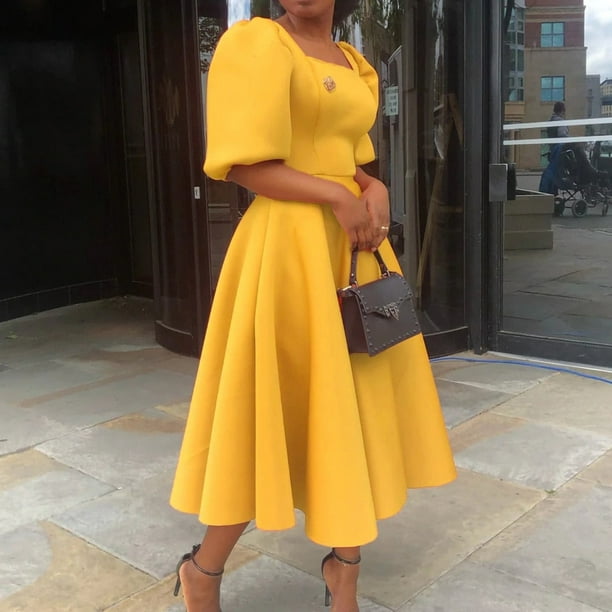 Blue and cheap yellow dresses