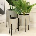 thumbnail image 1 of LuxenHome 3-Piece Gray and Gold Metal Cachepot Planters with Black Stand, 1 of 1