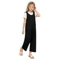 thumbnail image 5 of MKOSPLRT Girls Jumpsuits Sleeveless Tie Knot Casual Jumpsuits One Piece Scoop Neck Baggy Wide Leg Overalls Solid Jumpers with Pocket Kids Clothes, 5 of 9