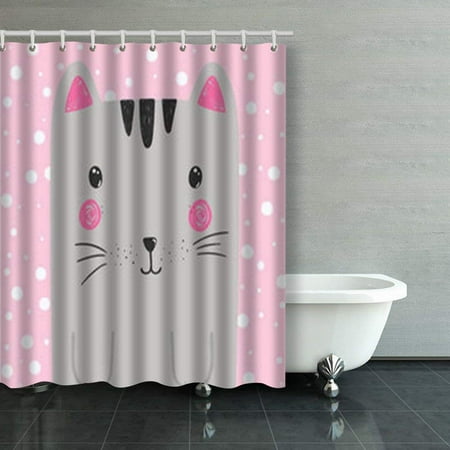 Rylablue Cute Kitten Ilration Kids, Graphic Shower Curtains