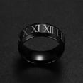 thumbnail image 4 of Classic Roman Numerals Black Band 8mm Titanium Steel Mens Jewelry Ring Size 6-12, 4 of 5