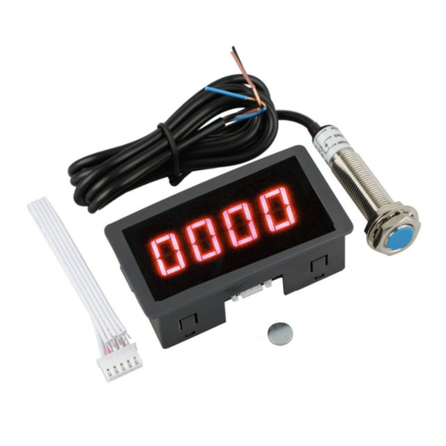 Tachymètre Numérique à LED 4 Vitesses avec Capteur de Proximité Hall NPN Red