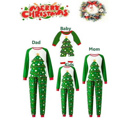 

Linlinchuli Christmas Pajamas for Family Matching Xmas Christmas Pjs Set Santa Claus Cartoon Print Cute Holiday Family Sleepwear