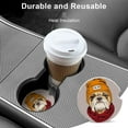 thumbnail image 5 of Car Coasters 6 Pack Stone Cup Holder Bulldog with Knitted Scarf Absorbent Drink Car Coaster Ceramic Set Small 2.56 inch Cup Coasters, 5 of 6