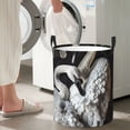 thumbnail image 5 of Sikiie Elegant Swans Black Background Print Round Dirty Clothes Basket, Waterproof Standing Foldable Storage Basket, for Laundry Room, Bedroom, Bathroom Storage-Medium, 5 of 6