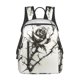thumbnail image 1 of Disketp Black And White Rose Mochila Ligera e Impermeable, Mochila de Día Resistente para Viajes, Senderismo y Uso Diario para Hombre y Mujer, 1 of 7