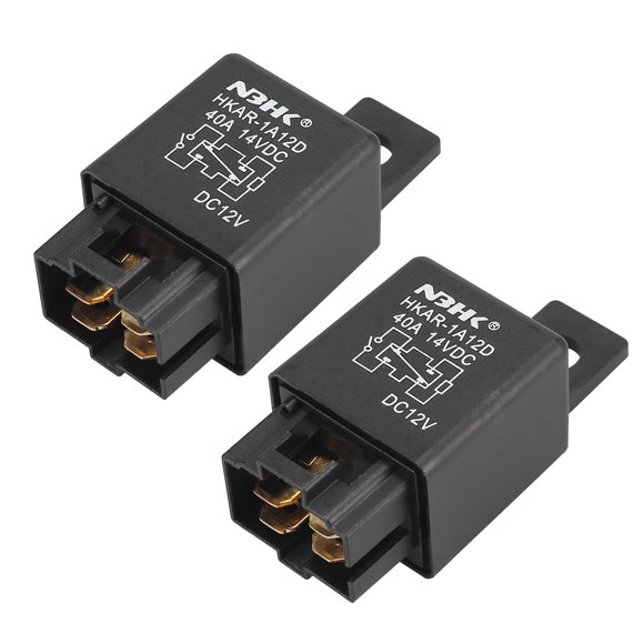 Unique Bargains Relay 4 Pin SPST Black Car Automotive Truck Motor DC 12V 40A 2 Pcs