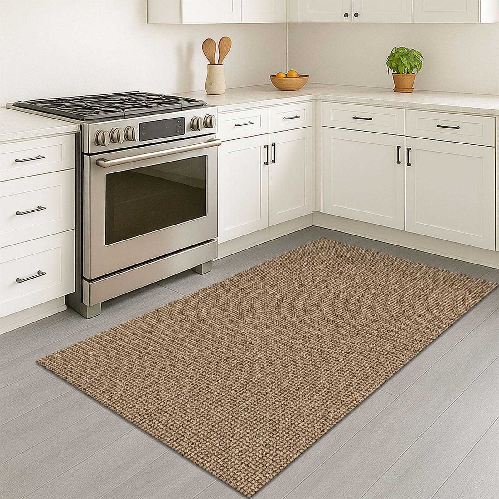 Glattice Entryway Rugs 3x5 Washable Area Rugs with Non Slip Rubber Backing Cotton Kitchen Rugs Indoor Door Mat for Entrance Foyer Living Room Bedroom, Orange/Tan/Brown