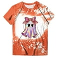 thumbnail image 5 of Women Graphic Tees Cartoon Printed Round Neck Short Sleeve T Shirt Halloween T Shirt Tops, 5 of 6