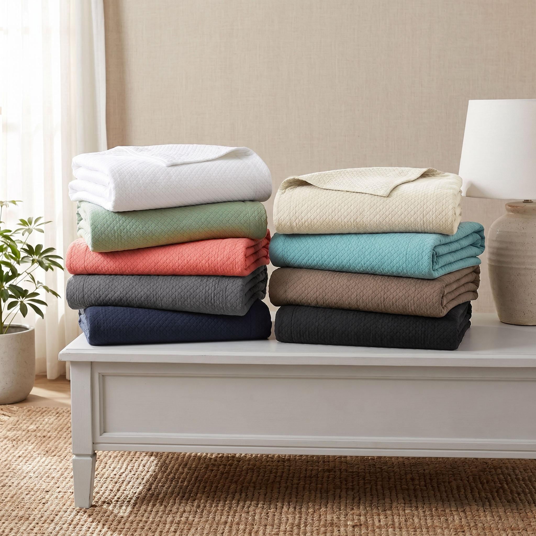 Superior Solitaire Cotton Decorative Bedspread and 2 Pieces Sham Set, Full, Grey