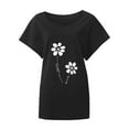 thumbnail image 4 of T Shirts For Women Womens Tops Printed V Neck Cotton Casual Bat Short Sleeve T Shirt, 4 of 4