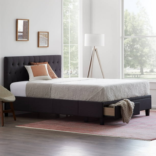 Rest Haven Nampa Upholstered Bed With, Charcoal Bed Frame With Drawers