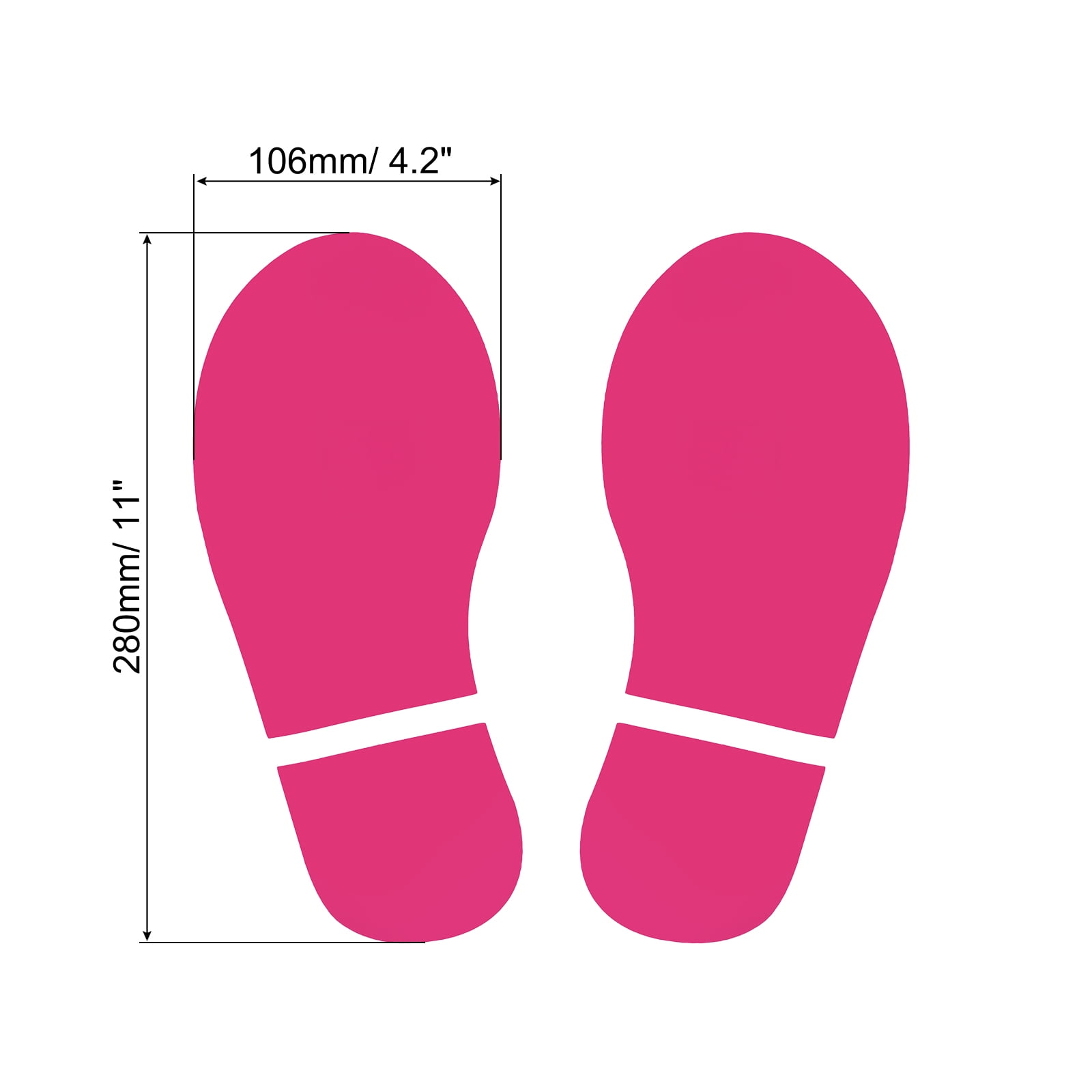 Unique Bargains Footprint Sticker Floor Decal Sign for Class Rose Red 11x4.2"