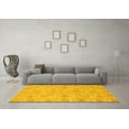 thumbnail image 3 of Ahgly Company Machine Washable Indoor Round Abstract Yellow Modern Area Rugs, 5' Round, 3 of 4