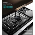 thumbnail image 2 of Sturdy Case for Apple iPhone 12 Pro Max (Not 12) with Slide Camera Window, Heavy Duty Military Grade Protection Phone Cover Built-in 360°Rotate Ring Stand for iPhone 12 Pro Max SJ Green, 2 of 8
