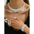 thumbnail image 6 of Silver Rhinestone Necklace Earrings Bracelet Sets Bridal Wedding Jewelry Set Heart Costume Jewelry Sets for Women and Brides, 6 of 8