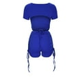 thumbnail image 3 of Birdeem Mode Femme Aguichant Solide Manches Courtes Col Rond Pantalon à Cordon Ensembles Chemises, 3 of 6