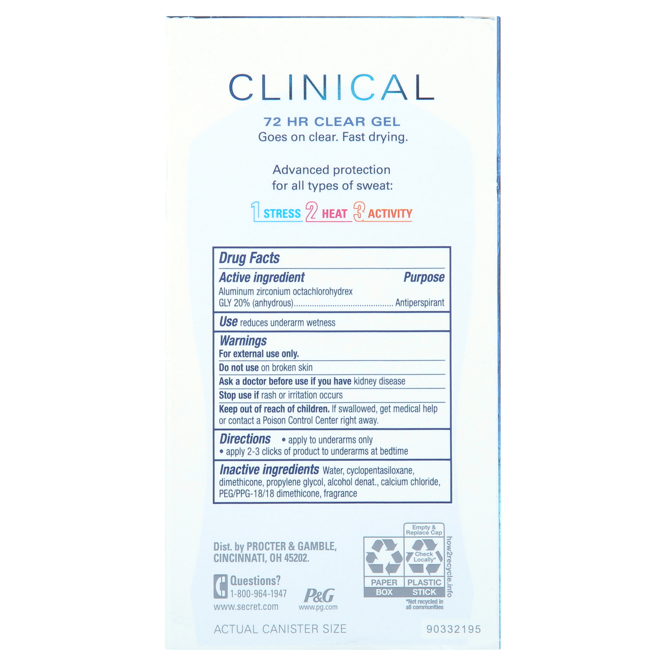 Secret Clinical Clear Gel Antiperspirant Deodorant for Women Coconut 1.6oz