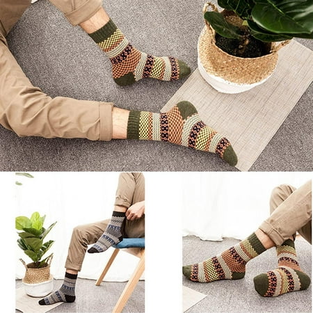 

Leylayray Compression Socks For Women 5 Pairs Mans Knit Printed Warm Wool Socks