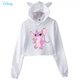 thumbnail image 1 of Disney Lilo Stitch Funny Print Hoodies Oversized Streetwear Fashion Cool Black Drawstring Short Crop Hoodie Women Cat Ears HoodL Gao Jinjia LED, 1 of 2
