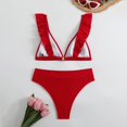 thumbnail image 6 of Swimsuits for Big Busted Women Under 20$ - Red Ruffle Bikini Hontri Women's Bikini Set with Ruffles And High Waist Sexy Two Piece Swimsuit Swimwear, 6 of 8