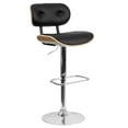 thumbnail image 1 of Beech Bentwood Adjustable Height Barstool with Button Tufted Black Vinyl Seat, 1 of 9
