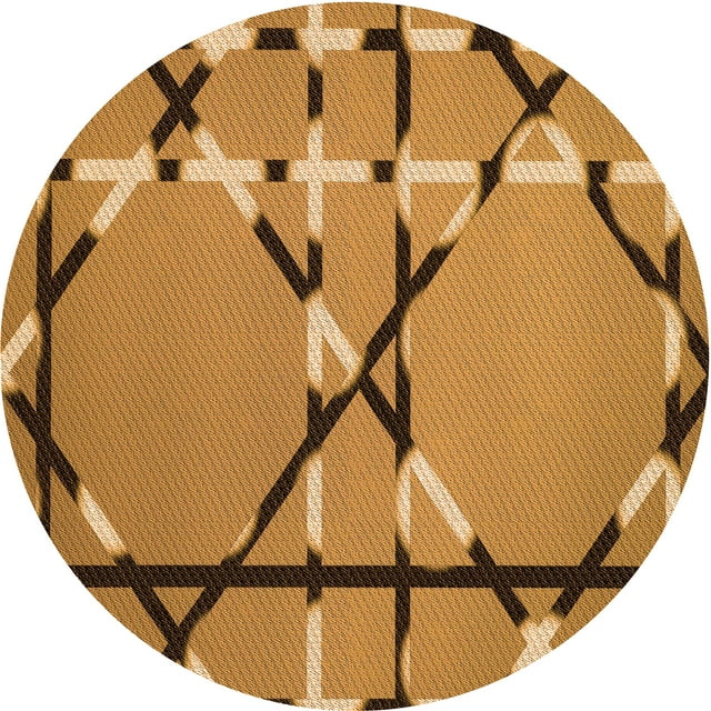 Ahgly Company Machine Washable Indoor Round Transitional Mahogany Brown Area Rugs, 3' Round
