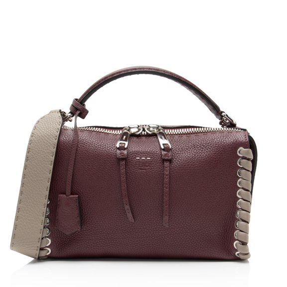 Pre-Owned Fendi Selleria Leather Whipstitch Lei Boston Bag