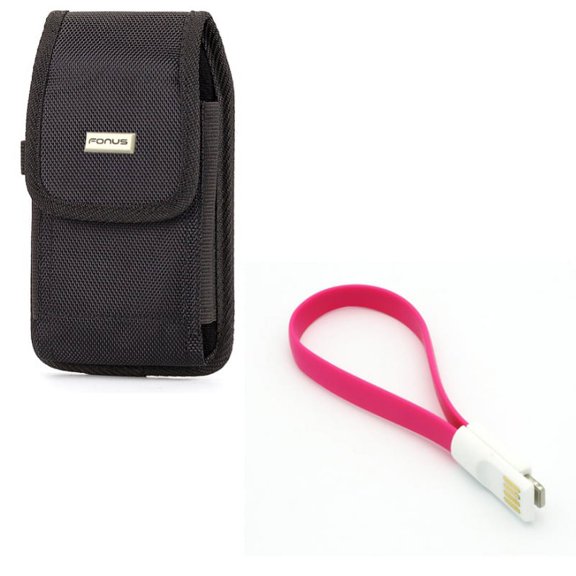 Case Belt Clip w Short USB Cable for iPhone XR - Swivel Holster Rugged Cover Pouch, Charger Cord Power Wire Fast Charge Compatible With iPhone XR