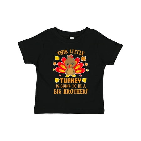 

Inktastic This Little Turkey is Going to Be a Big Brother with Orange Text Gift Toddler Boy Girl T-Shirt