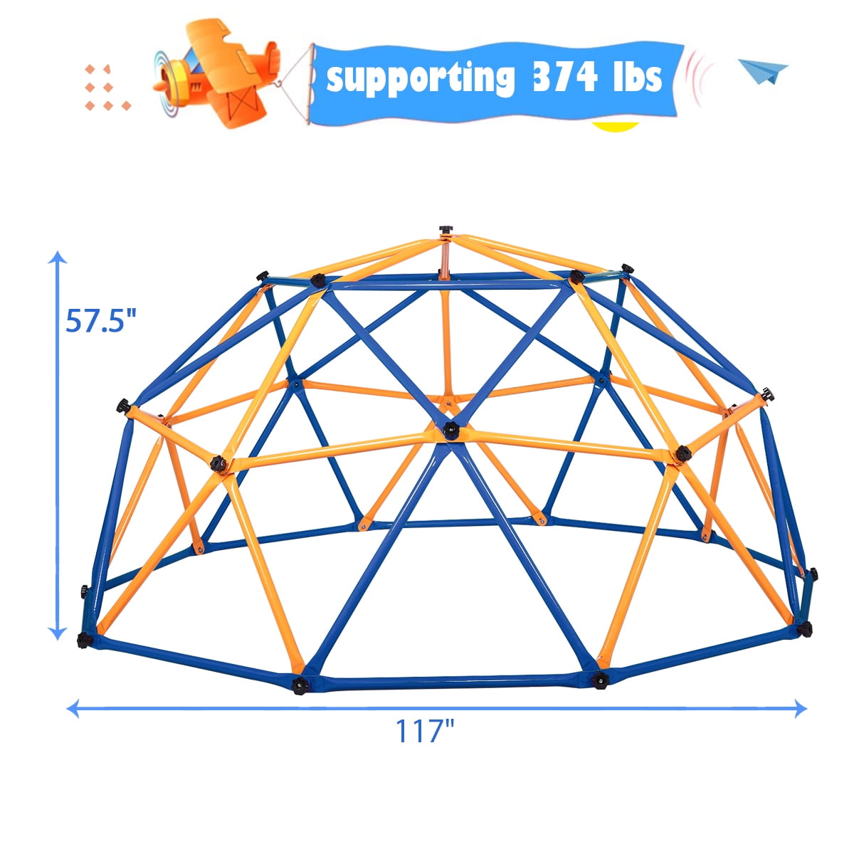 10 Foot Large Outdoor Dome Climber, Kid Climbing Dome, Climber Tower Play Center for Kids, Blue and Yellow 10 Foot Large Outdoor Dome Climber, Kid Climbing Dome, Climber Tower Play Center for Kids, Blue and Yellow