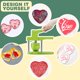 thumbnail image 5 of Máquina para hacer botones Happizza en forma de corazón con 100 piezas, 5 of 6