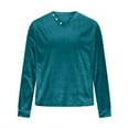 thumbnail image 5 of QSAWXQZ Men's Velvet Shirt Solid Long Sleeve V Neck Vintage Pullover Top for Spring Mint Green L, 5 of 8