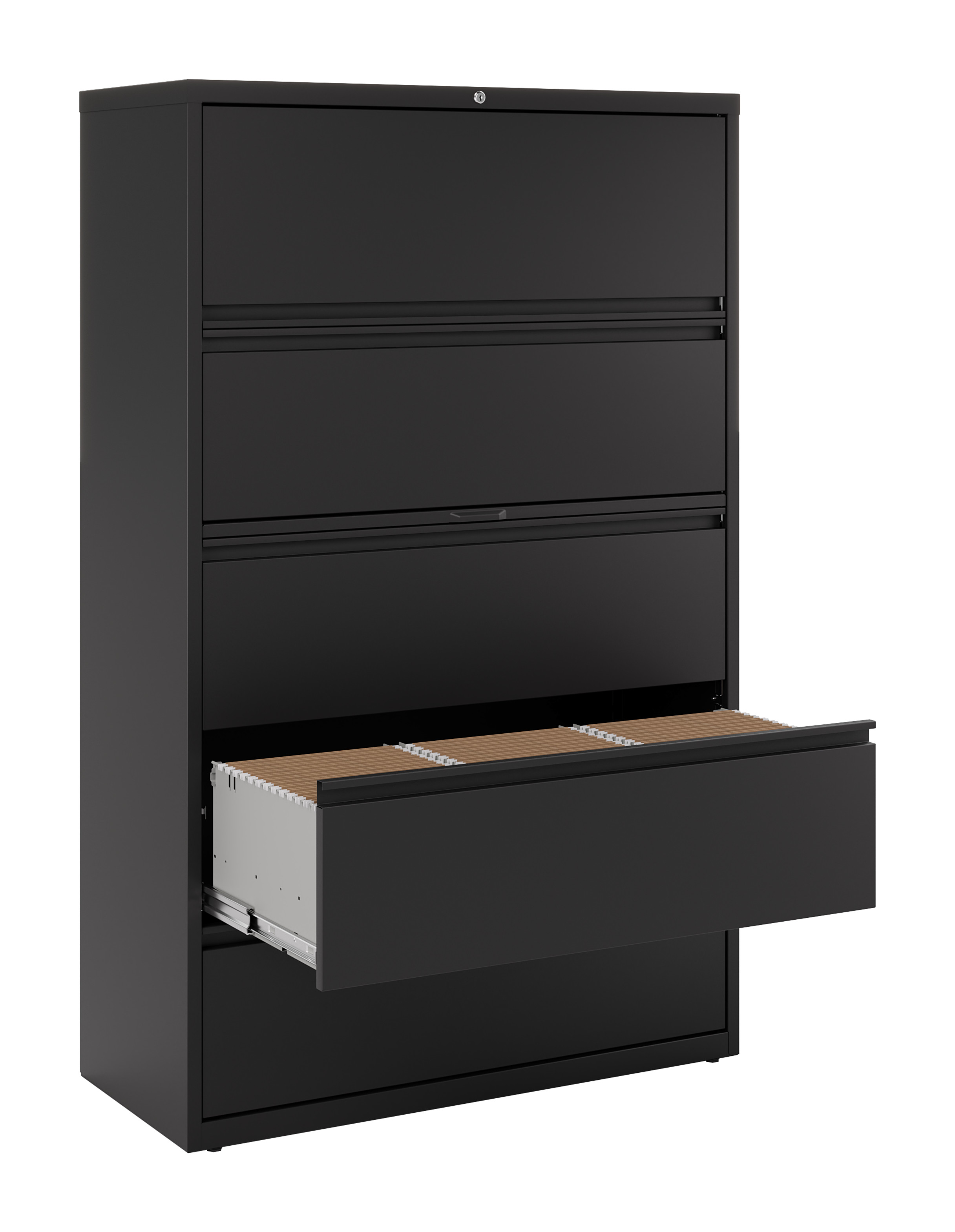 Hirsh 42 inch Wide 5 Drawer Metal Lateral File Cabinet for Home and Office, Holds Letter, Legal and A4 Hanging Folders, Black - image 5 of 10
