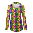 thumbnail image 2 of Mardi Gras Outfit Womens Sequin Print Tops V Neck Sparkly Glitter Blouses Loose Long Sleeve Holiday Evening Party Shiny Shirts Gold S, 2 of 4