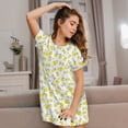 thumbnail image 3 of Naloa Yellow Lemon Leaves Print Women Nightgowns,Womens Loungewear,Short Sleeve Sleepwear,Comfy Ladies Nightdress, 3 of 6