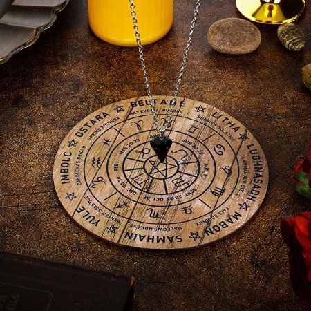 Wooden Pendulum Board With Crystal Necklace For Witchcraft Beginner Dowsing Divination Metaphysical Message Board Wooden Carven Board Round Divination Board Moon Phase Tray Witchcraft Supply White Walmart Canada