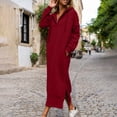 thumbnail image 2 of Ashirexll Robes d'Été pour Femmes, Robes Décontractées pour Femmes, Robe Décontractée Unie à Capuche avec Poches et Fente, 2 of 6