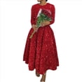 thumbnail image 3 of Vestido de Fiesta con Lentejuelas, Larga, Corte A, Acampanado, con Brillo y Brillo para Mujer, Talla Grande Rojo L, 3 of 8