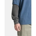 thumbnail image 4 of No Boundaries Cotton Washed Tee with Layered Long Sleeves, Men's & Big Men's, 4 of 5
